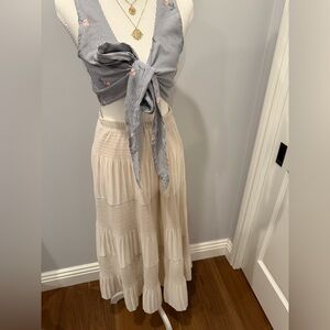 Vintage Cream Tiered Skirt